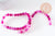 Perle ronde agate feu naturelle rayée fuchsia ronde 8mm, x1 fil de 38cm (G3850)