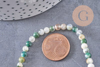 Perle ronde agate mousse naturelle 4mm,perle pierre, fil de 90 perles, x1 (G1537)