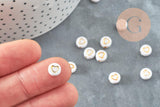 Perle ronde coeur doré plastique blanc,perle plastique,perle ronde lettre, perle coeur, x 10Gr G1836