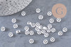 Perle ronde coeur noir plastique blanc, x10Gr (G2031)