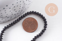 Perle ronde en jade de Malaisie noir,perle jade, pierre naturelle, jade naturel, pierre, facette 4x2mm, fil 35cm, x1 (G7424)