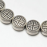 Perle ronde gravée argent vieilli,perles argent,création bijoux, sans nickel,perle intercalaire,6.3mm, x10 (G2610)