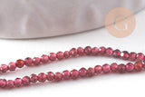 Perle ronde grenat naturel facetté 2mm, x1 fil de 38cm (G9980)