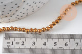 Perle ronde hématite dorée 4mm, une fourniture pierre, le fil de 39cm, x1 (G3684)