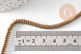 Perle ronde hématite dorée, une fourniture en pierre, fil de 194 perles,4x2mm x1 (G3860)