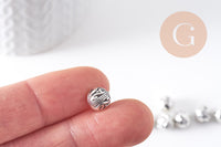 Perle ronde intercalaire zamac argent gravé 8mm, x10 (G10304)
