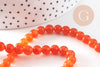 Perle ronde jade naturel orange teinté 6mm, x1 fil de 39cm (G8955)