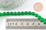 Perle ronde jade naturel vert teinté 6mm, x1 fil de 38cm (G4410)