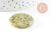 Perle ronde jade vert marbré feuille 29mm, création bijoux pierre, x1 G0518