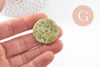 Perle ronde jade vert marbré feuille 29mm, création bijoux pierre, x1 G0518