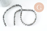 Perle ronde jaspe picasso naturel gris 6mm, x1 fil de 65 perles (G0540)
