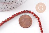 Perle ronde jaspe rouge naturel facetté 4mm, x1 fil de 37cm (G1173)