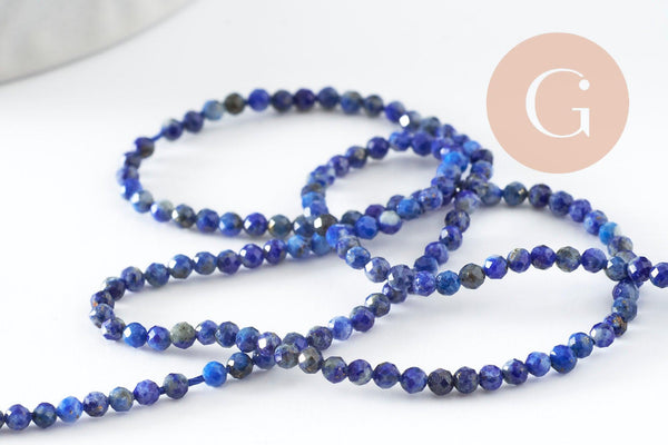 Perle ronde lapis lazuli naturel 2mm, x1 fil de 43cm (G3118)