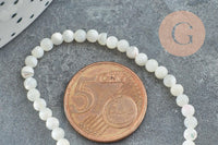 Perle ronde nacre blanche, perle ronde nacre,coquillage naturel,fil 40cm,3mm, x1 (G1725)