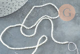 Perle ronde nacre coquillage blanc 2mm, x1 fil de 39cm (G5590)