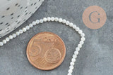 Perle ronde nacre coquillage blanc 2mm, x1 fil de 39cm (G5590)