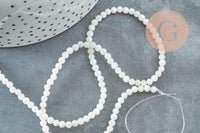 Perle ronde nacre coquillage blanc 3mm,perle en coquillage pour fabrication bijoux nacre, le fil de 40cm, x1 (G5581)