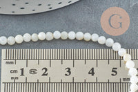 Perle ronde nacre coquillage blanc 3mm,perle en coquillage pour fabrication bijoux nacre, le fil de 40cm, x1 (G5581)