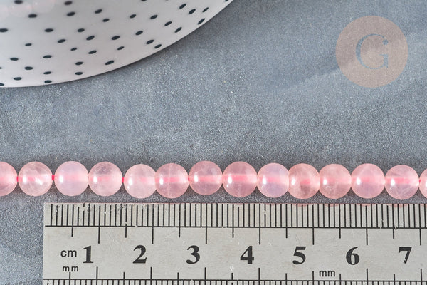 Perle ronde quartz rose naturel 6mm, pierre, fil de 38cm, x1 (G7289)