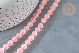 Perle ronde quartz rose naturel 6mm, pierre, fil de 38cm, x1 (G7289)