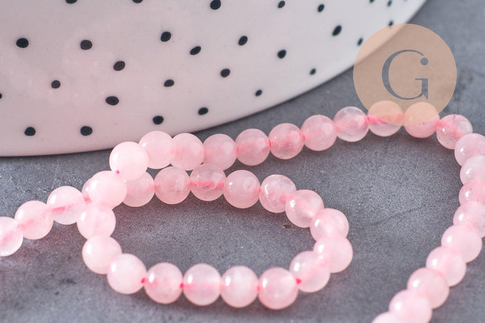 Perle ronde quartz rose, quartz rose naturel, pierre précieuse,4mm,le fil de 39cm, x1 (G2445)