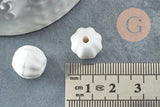 Perle porcelaine blanche 13mm, perle striées,perle céramique, céramique blanche, x10 (G7400)
