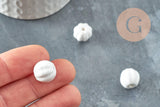 Perle porcelaine blanche 13mm, perle striées,perle céramique, céramique blanche, x10 (G7400)