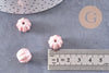 Perle ronde striée porcelaine rose irisée 13mm, x10 (G10217)