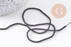 Perle ronde verre facettée irisée gris anthracite 2mm, fourniture création de bijoux DIY, le fil de 37cm, x1 (G7492)