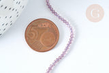 Perle ronde verre facettée irisée transparente violet clair 2mm, fourniture DIY, x1 de 37cm (G7333)