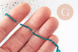 Perle ronde verre facettée transparente bleu turquoise 2mm, x1 fil de 37 cm (G7447)