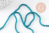 Perle ronde verre facettée transparente bleu turquoise 2mm, x1 fil de 37 cm (G7447)