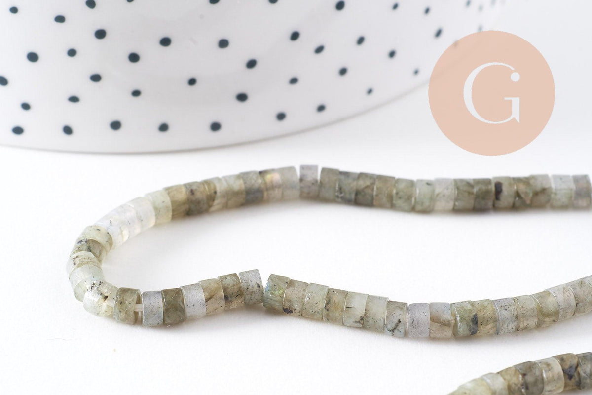 Perle rondelle Heishi labradorite naturelle 4x2mm, x1 fil de 39cm (G2700)