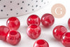 Perle rondelle acrylique rouge imitation pierre 11.5mm, x50 (G10887)