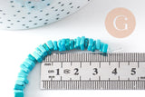 Perle rondelle carré turquoise naturelle5x5mm, x1 fil de 17cm (G4049)