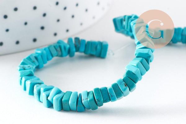 Perle rondelle carré turquoise siankiang 5x5mm,perles pierre, turquoise naturelle, x70 perles (G4049)