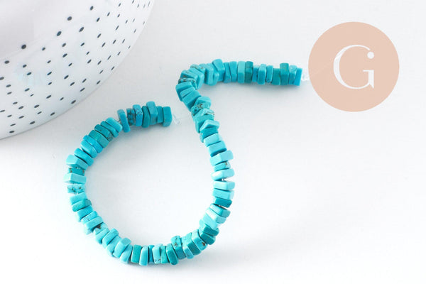 Perle rondelle carré turquoise siankiang 5x5mm,perles pierre, turquoise naturelle, x70 perles (G4049)
