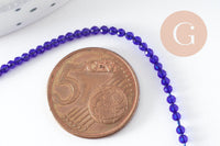 Perle rondelle cristal facetté bleu roi 2mm, perle toupies création bijoux fantaisie DIY, fil de 37cm x1 (G7241)
