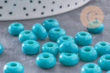 Perle rondelle donut verre opaque turquoise 3-5x9mm, x 20 (G4393)