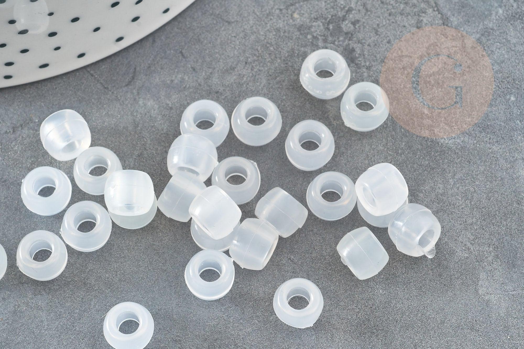 Perle rondelle en plastique blanc 8mm, perle qui change couleur aux UV, x50 G9372