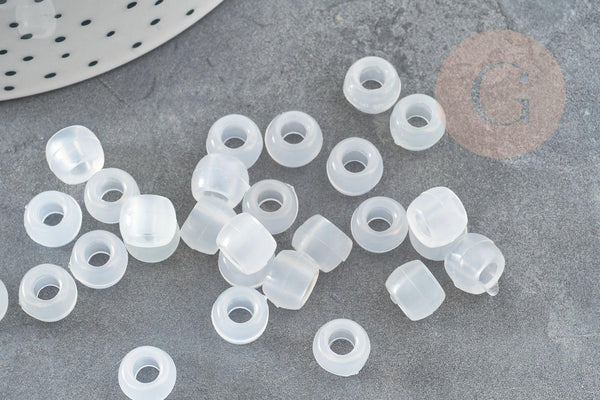 Perle rondelle en plastique blanc 8mm, perle qui change couleur aux UV, x50 G9372