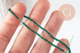 Perle rondelle en verre transparente facettée vert foncé 2mm perles facettées,bijoux fantaisie, fil de 29cm, x1 (G6947)