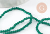 Perle rondelle en verre transparente facettée vert foncé 2mm perles facettées,bijoux fantaisie, fil de 29cm, x1 (G6947)
