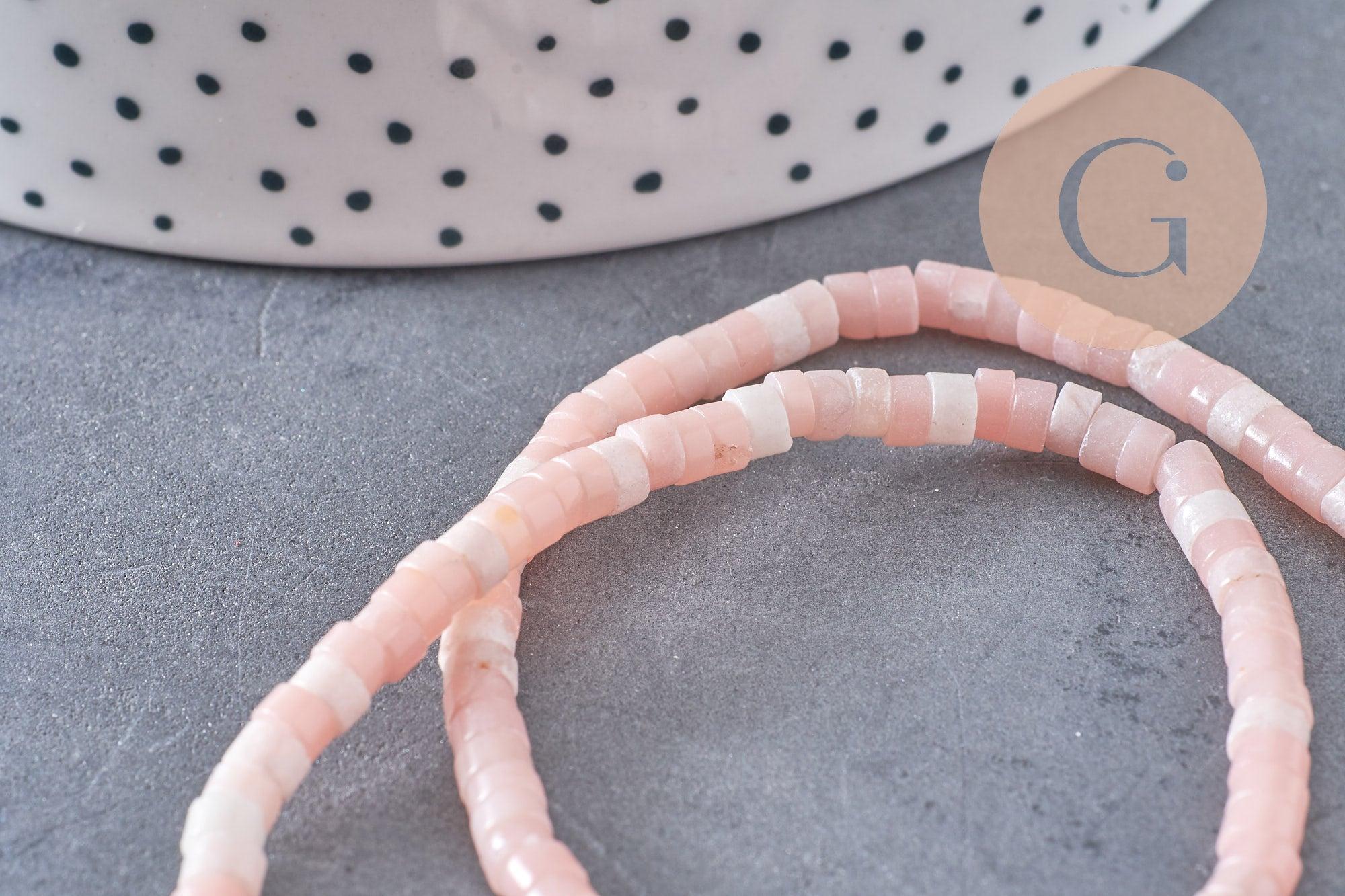 Perle rondelle heishi jade rose, jade naturel, perle pierre, 4.5mm ,fil de 160 perles, x1 (G3550)