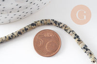 Perle rondelle heishi jaspe Dalmatien naturel 4.5mm, x1 fil de 38cm (G2773)