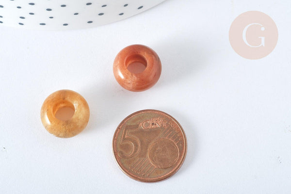 Perle rondelle jade de topaze création bijoux 14mm, x2 (G7559)