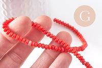 Perle rondelle nacre naturelle rouge 5x3mm, x1 fil de 38cm (G10278)