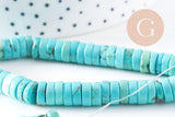 Perle rondelle turquoise siankiang,perles pierre, turquoise naturelle,8mm, fil de 38 cm, x1 (G3912)
