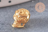 Perle tête de mort laiton doré 24K 12mm x1 (G6262)