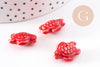 Perle tortue porcelaine rouge 12mm, x5 (G3906)